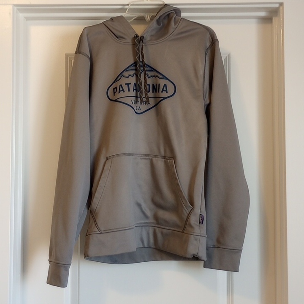 Patagonia Hoodie Sz S Grey Blue Womens Comfy Outdoor Hike Adventure Camping Cool